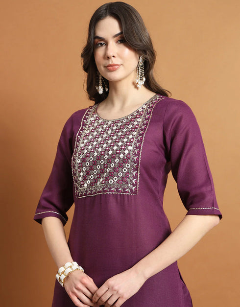 elegant purple cotton blend trendy fashioner readymade suit collection with purple silk blend rt9053-185471 Side View